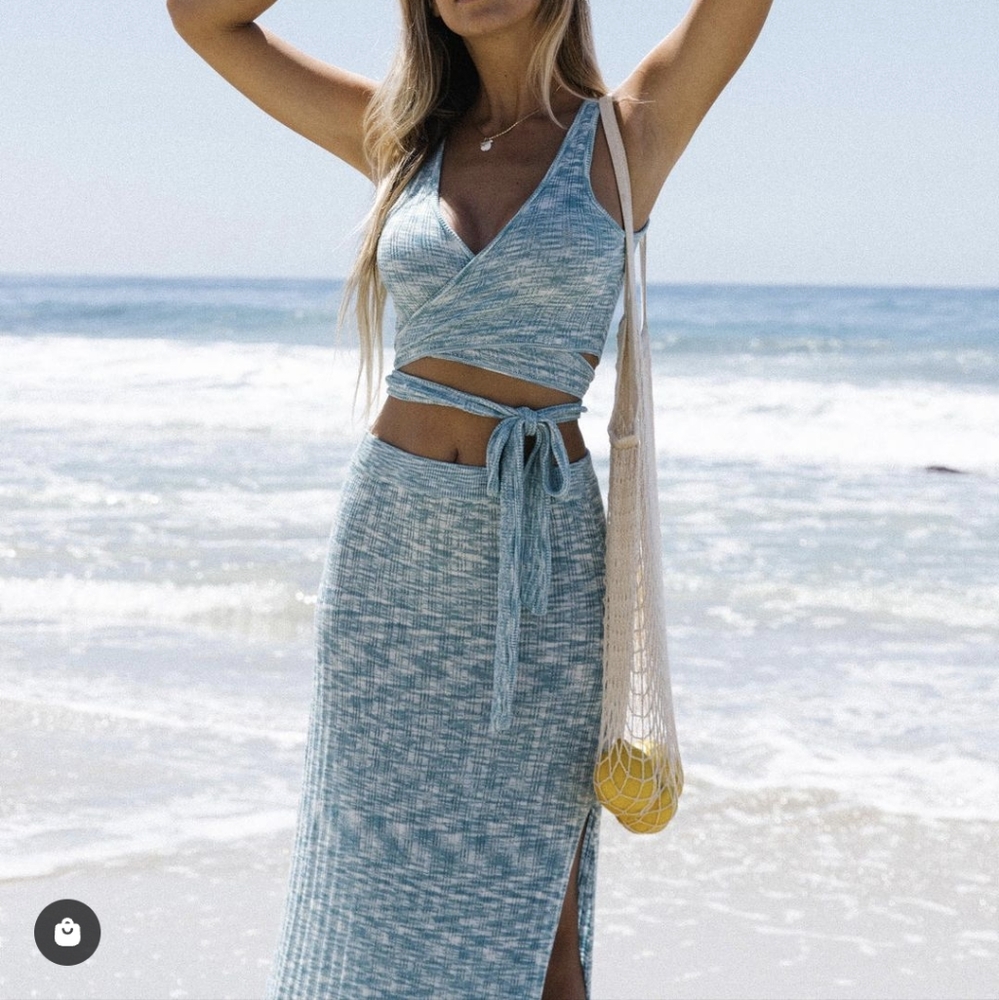 L*Space Zephyr Crop Bra Top Midi Slit Skirt Set